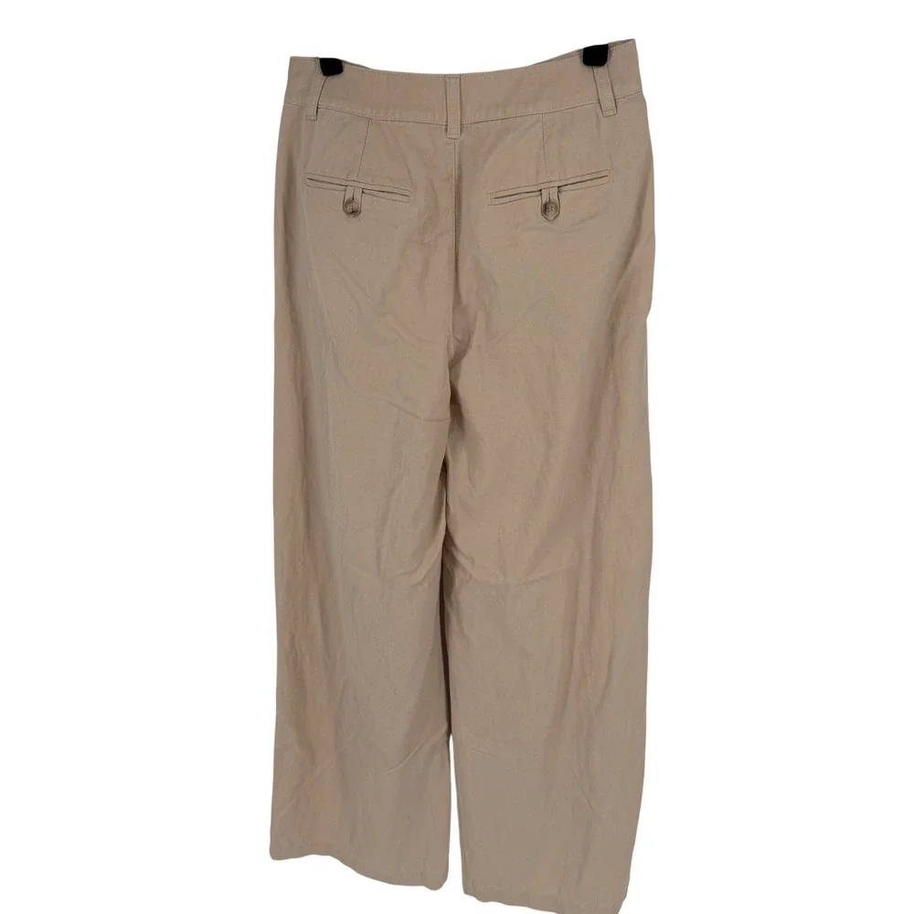 Madewell The Harlow Wide Leg Pant Women Size 2 Tan Pleated High Rise‎